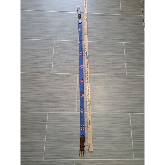 Smathers & Branson Cubs  Hand-Stitched Needlepoint Leather Belt Blue Size 44 Men - Picture 10 of 13